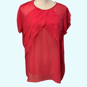 Liz Claiborne deep coral top with ruffles. Sz L
